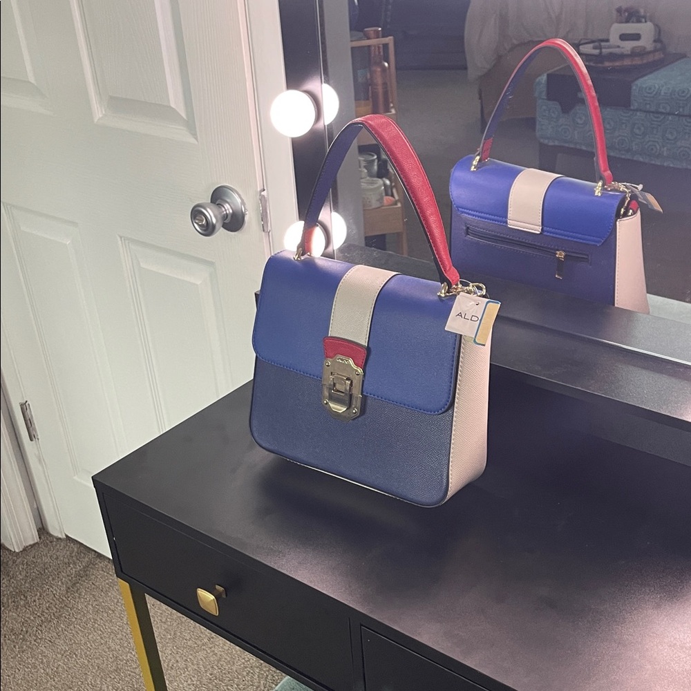 Aldo Tricolor Satchel in Blue, Red, and White